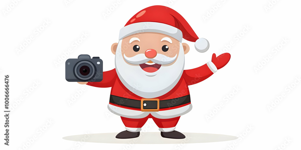Cheerful Flat Santa Vector Illustration on Plain White Background - Dynamic Business Concept with Joyful Expression and Clean Copy Space Cheerful Flat Santa Vector Illustration on Plain White Background - Dynamic Business Concept with Joyful Expression and Clean Copy Space