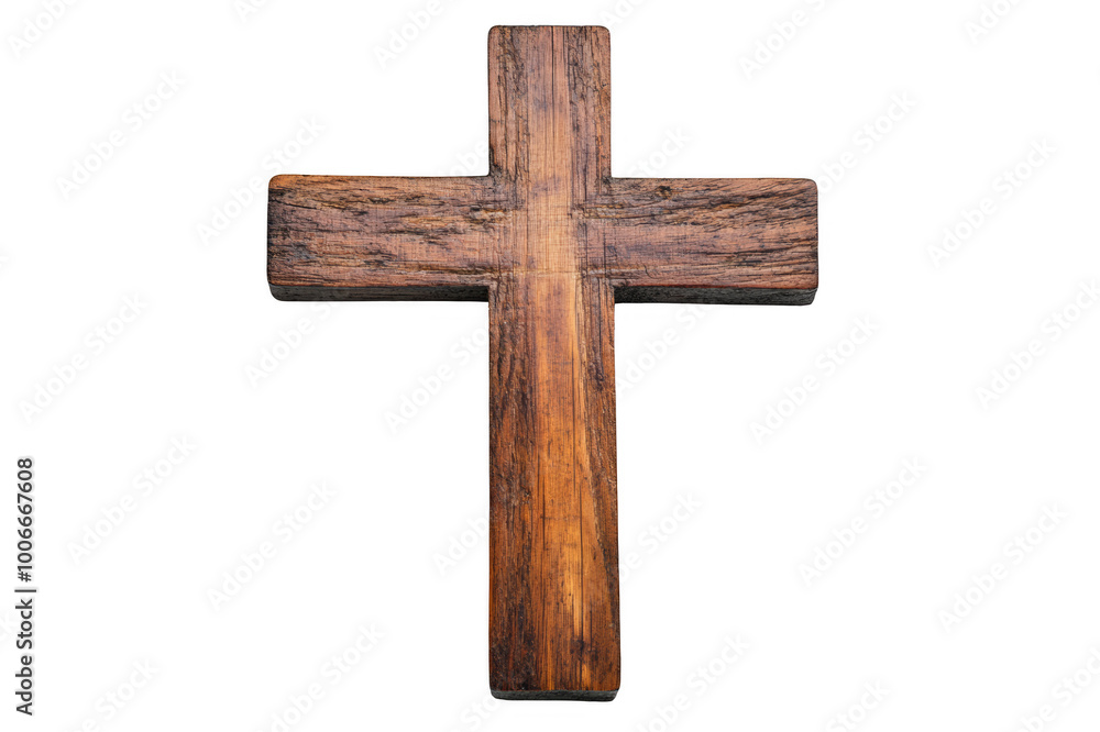 Christian cross made of wood on transparent background Christian cross made of wood on transparent background
