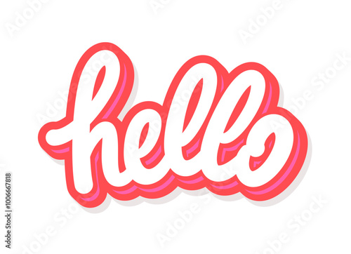 Hello. Vector handwritten lettering sticker.