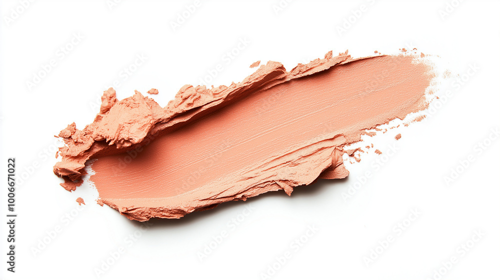 a single, elegant swatch of blush peach lipstick on white background, with soft color gradients and subtle sheen to highlight the texture and glossiness of lip makeup a single, elegant swatch of blush peach lipstick on white background, with soft color gradients and subtle sheen to highlight the texture and glossiness of lip makeup