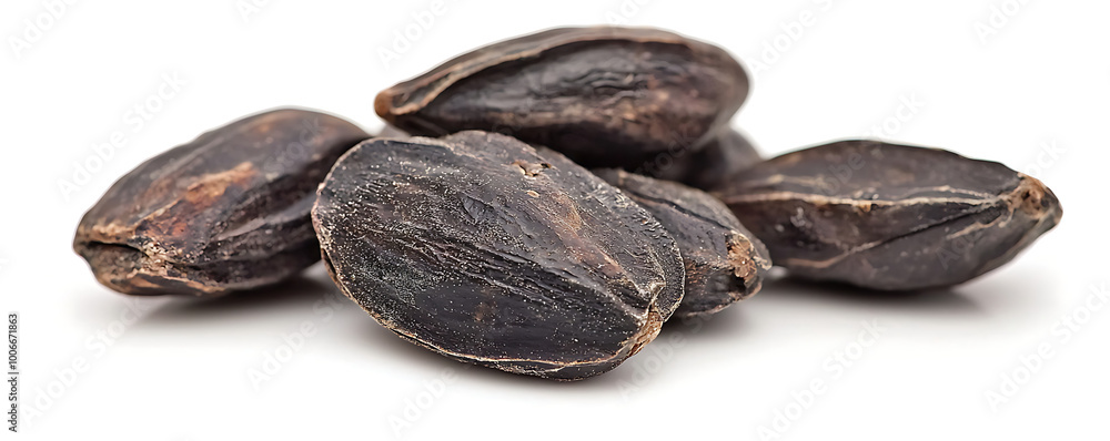Black Tonka beans isolated on white background Black Tonka beans isolated on white background