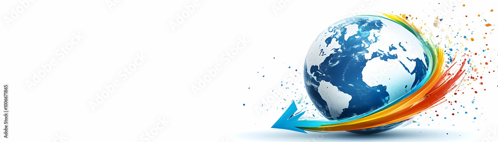 Global Growth and Expansion Concept: Upward Pointing Arrow Wrapped Around Globe - Vector Image for Infographics and Marketing Materials Global Growth and Expansion Concept: Upward Pointing Arrow Wrapped Around Globe - Vector Image for Infographics and Marketing Materials