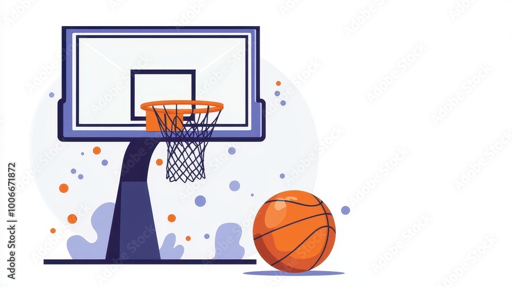 Obraz premium a basketball alleyoop clipart, dynamic play, flat design, isolated on white background
