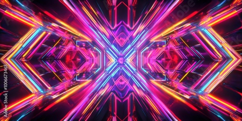 abstract neon background with a pattern of neon lights photo