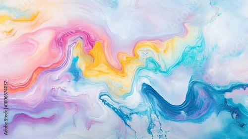 Wallpaper Mural Abstract fluid colorful painting with vibrant waves of blue, pink, and yellow for home decor or modern art prints Torontodigital.ca