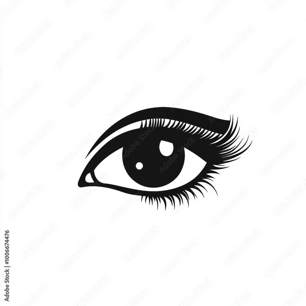 Elegant Eye logo Art with Eyelashes in Black and White Elegant Eye logo Art with Eyelashes in Black and White