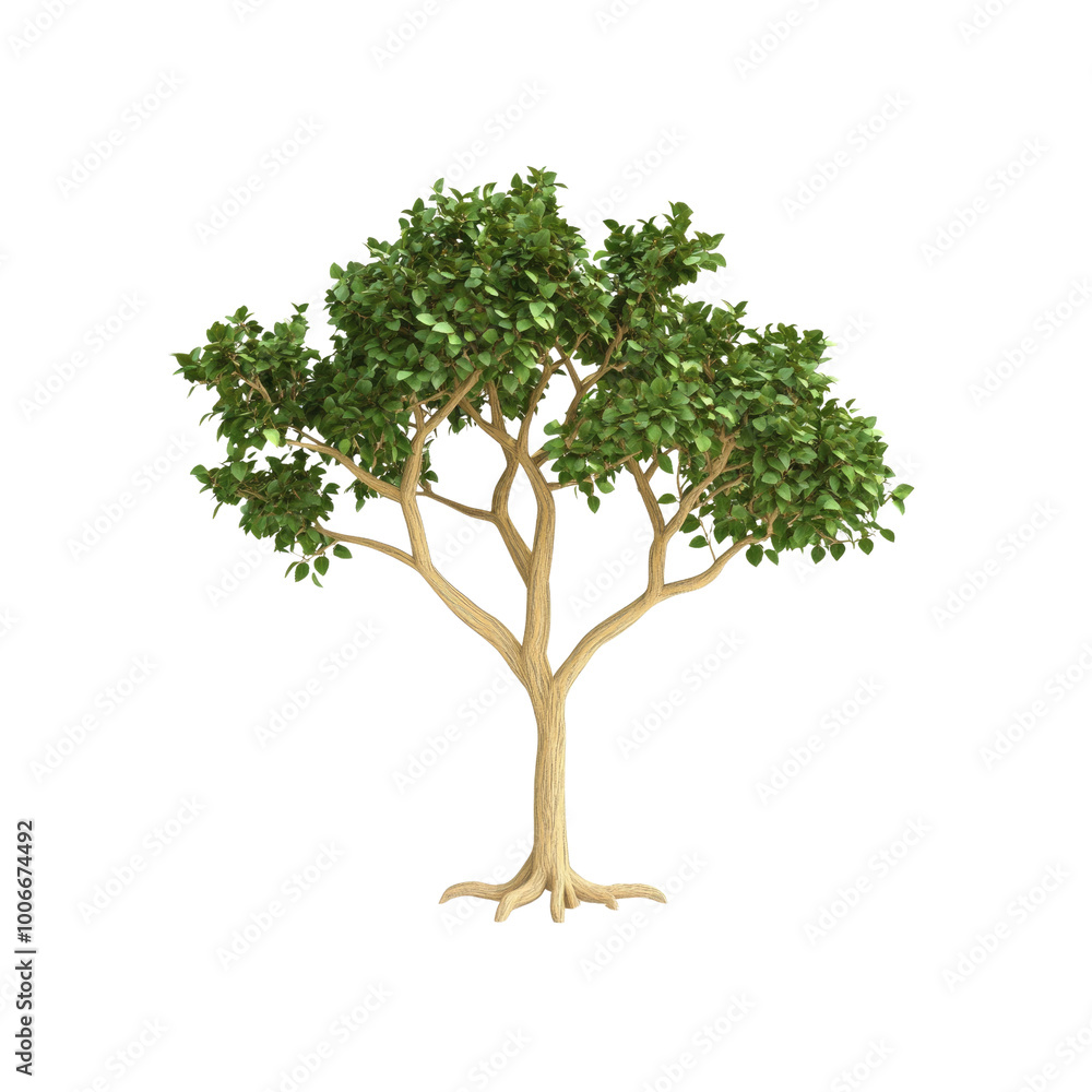 Lush Green Tree with Exposed Roots Lush Green Tree with Exposed Roots