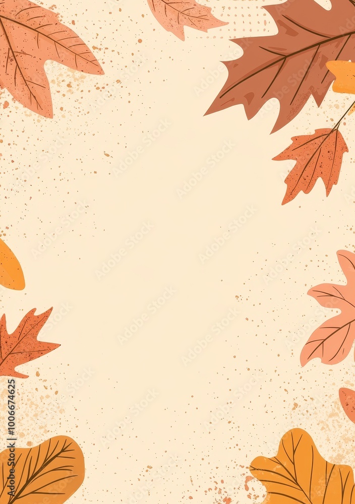 An autumn-themed background material featuring leaves and nuts An autumn-themed background material featuring leaves and nuts