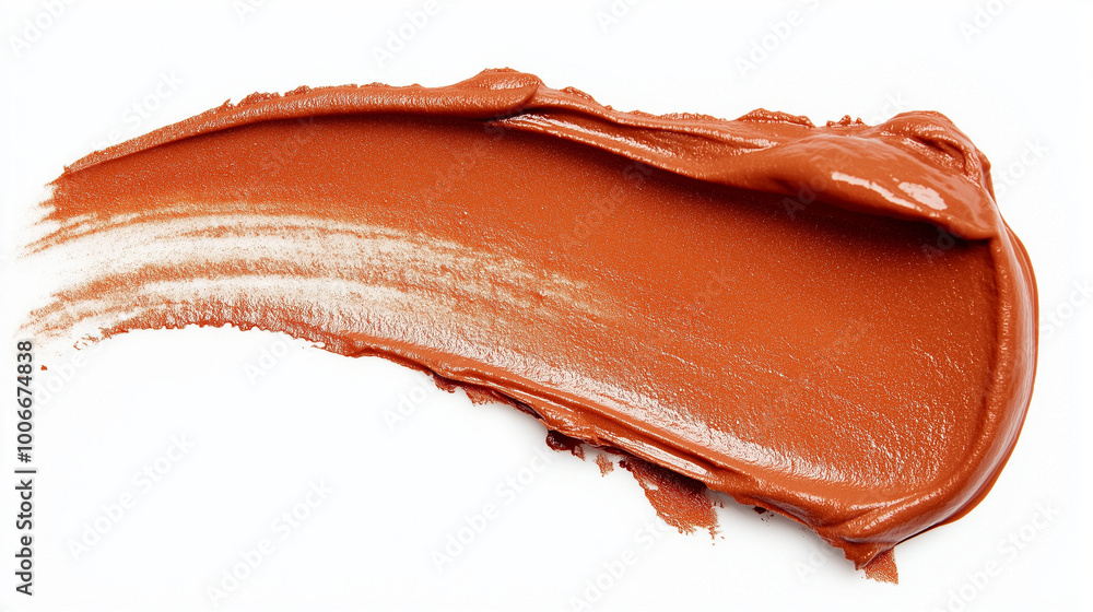 a single, elegant swatch of burnt orange lipstick on white background, with soft color gradients and subtle sheen to highlight the texture and glossiness of lip makeup a single, elegant swatch of burnt orange lipstick on white background, with soft color gradients and subtle sheen to highlight the texture and glossiness of lip makeup