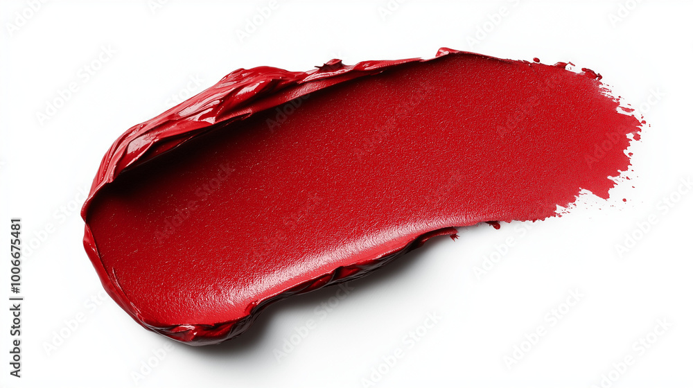 a single, elegant swatch of classic red lipstick on white background, with soft color gradients and subtle sheen to highlight the texture and glossiness of lip makeup a single, elegant swatch of classic red lipstick on white background, with soft color gradients and subtle sheen to highlight the texture and glossiness of lip makeup