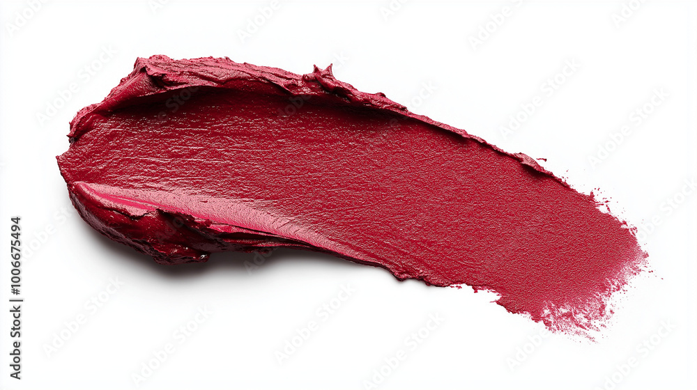 a single, elegant swatch of classic red lipstick on white background, with soft color gradients and subtle sheen to highlight the texture and glossiness of lip makeup a single, elegant swatch of classic red lipstick on white background, with soft color gradients and subtle sheen to highlight the texture and glossiness of lip makeup