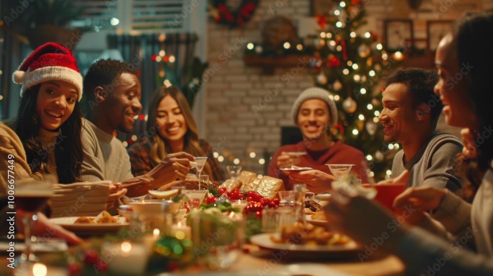 They are all smiling and enjoying a meal together They are all smiling and enjoying a meal together