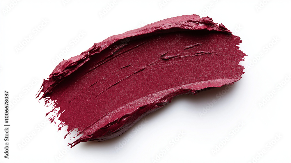 a single, elegant swatch of crimson red lipstick on white background, with soft color gradients and subtle sheen to highlight the texture and glossiness of lip makeup a single, elegant swatch of crimson red lipstick on white background, with soft color gradients and subtle sheen to highlight the texture and glossiness of lip makeup
