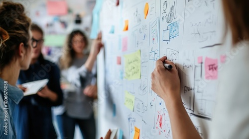 Group of young creative people brainstorming during meeting
