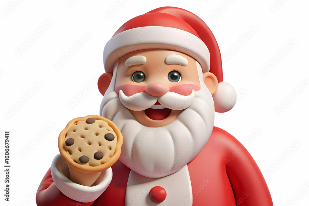 Joyful Santa Holding a Cookie - Detailed Vector Image for Easy Infographic Integration - Perfect Holiday Illustration Joyful Santa Holding a Cookie - Detailed Vector Image for Easy Infographic Integration - Perfect Holiday Illustration
