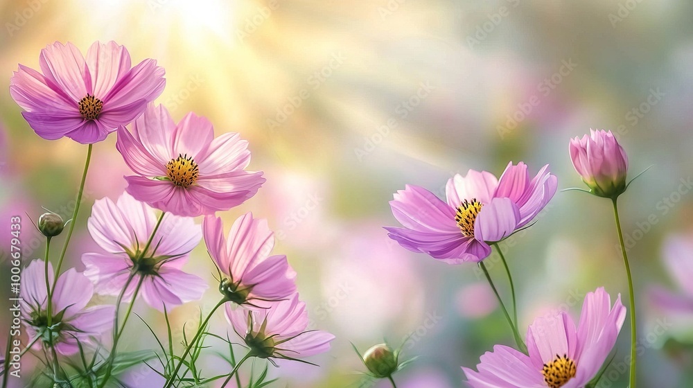 Delicate Pink Flowers in Soft Sunlight Delicate Pink Flowers in Soft Sunlight