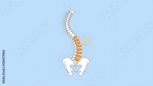 A minimalist representation of a spine, with some vertebrae depicted as fragile and others strong, symbolizing the importance of spinal health. (indicates World Osteoporosis Day).