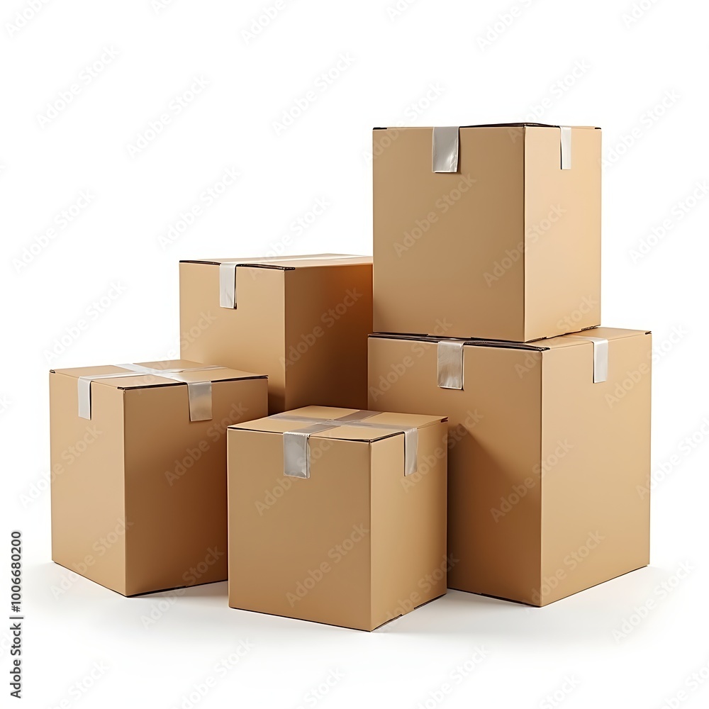 Stack of cardboard boxes isolated on white background Stack of cardboard boxes isolated on white background