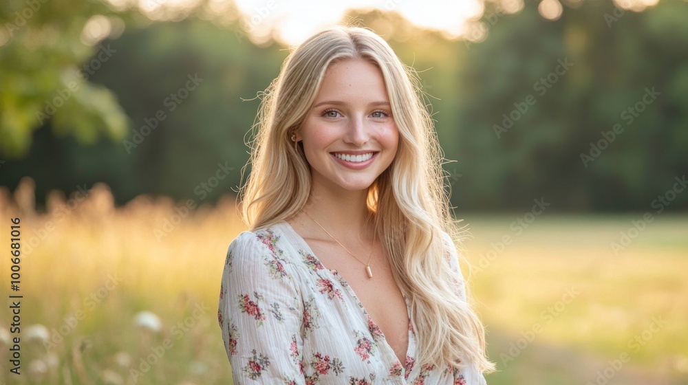 Smiling Woman in a Field Smiling Woman in a Field