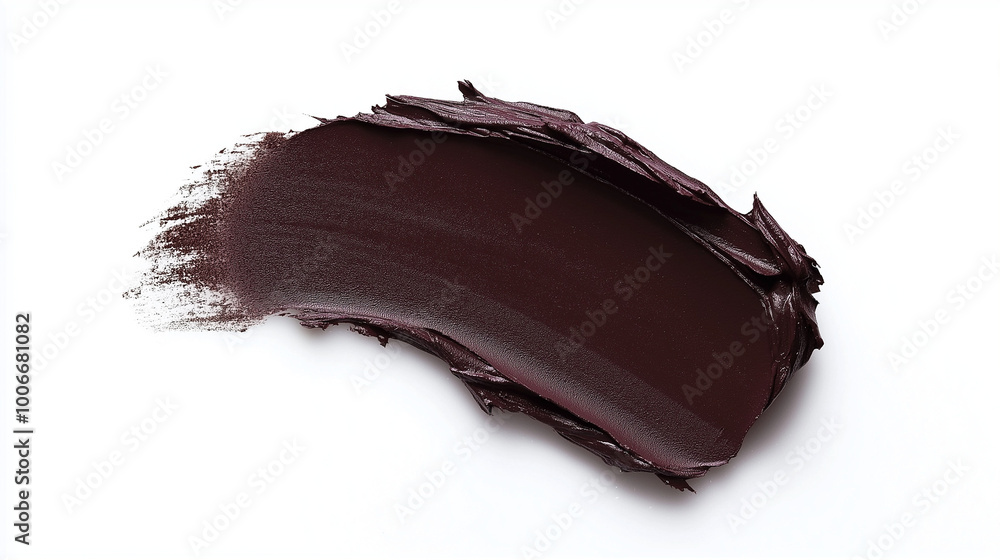 a single, elegant swatch of espresso brown lipstick on white background, with soft color gradients and subtle sheen to highlight the texture and glossiness of lip makeup a single, elegant swatch of espresso brown lipstick on white background, with soft color gradients and subtle sheen to highlight the texture and glossiness of lip makeup