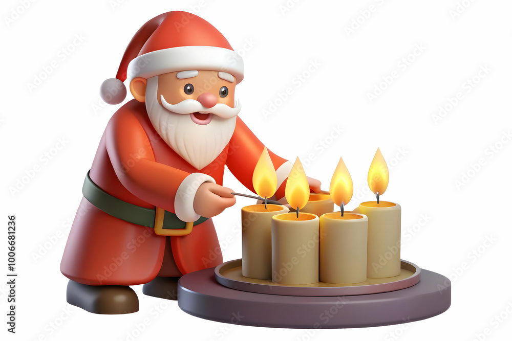 Flat Santa Lighting Candles on Loy Krathong at Dusk - Capturing Peaceful Ambiance with Flickering Flames in a Minimalist Vector Design Flat Santa Lighting Candles on Loy Krathong at Dusk - Capturing Peaceful Ambiance with Flickering Flames in a Minimalist Vector Design