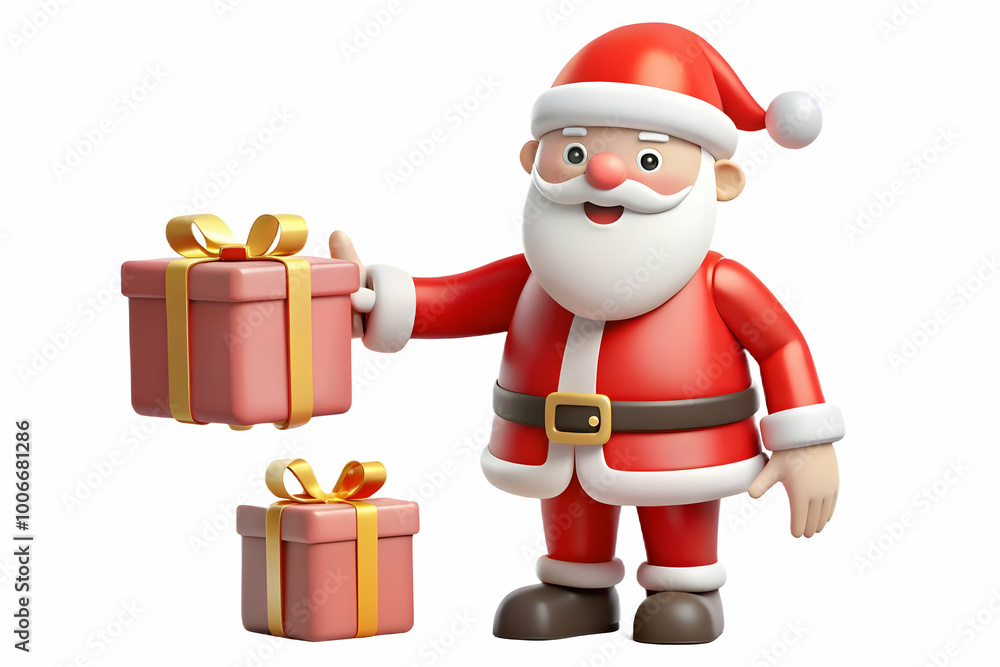 Santa Joyfully Distributing Gifts in a Glossy Scene, Capturing Christmas Magic with Happy Children in the Background � Perfect for Holiday Promotions Santa Joyfully Distributing Gifts in a Glossy Scene, Capturing Christmas Magic with Happy Children in the Background � Perfect for Holiday Promotions