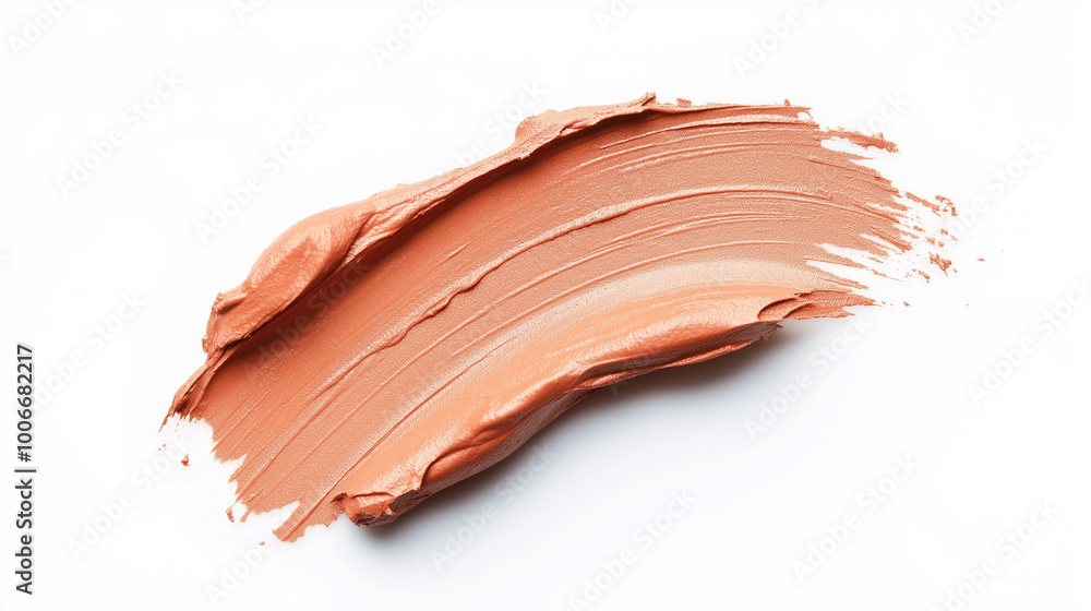 a single, elegant swatch of golden peach lipstick on white background, with soft color gradients and subtle sheen to highlight the texture and glossiness of lip makeup a single, elegant swatch of golden peach lipstick on white background, with soft color gradients and subtle sheen to highlight the texture and glossiness of lip makeup