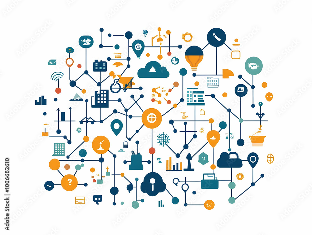 Flat Floating Network of Interconnected ESG Icons: A Wide Shot Illustrating Environmental, Social, and Governance Principles in a Modern Business Context Flat Floating Network of Interconnected ESG Icons: A Wide Shot Illustrating Environmental, Social, and Governance Principles in a Modern Business Context