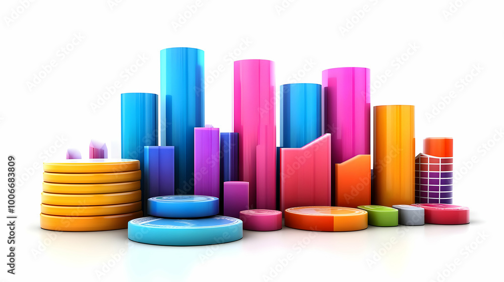3D Glossy Abstract Background Featuring Financial Planning Elements: Charts, Graphs, and Iconic Design for Business Banners and Advertisements 3D Glossy Abstract Background Featuring Financial Planning Elements: Charts, Graphs, and Iconic Design for Business Banners and Advertisements