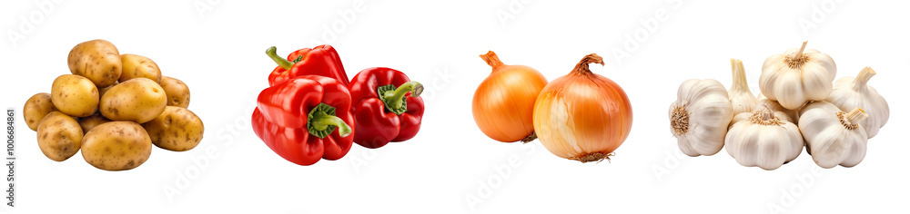 Collection of various raw vegetables, isolated on transparent background Collection of various raw vegetables, isolated on transparent background