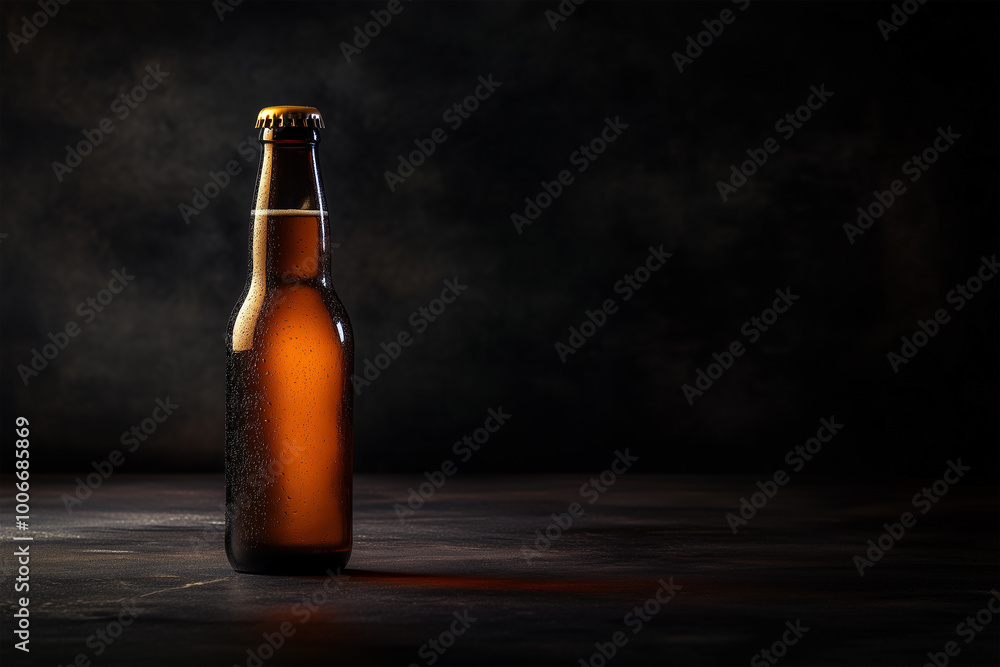 bottle of beer on the table with copy space bottle of beer on the table with copy space