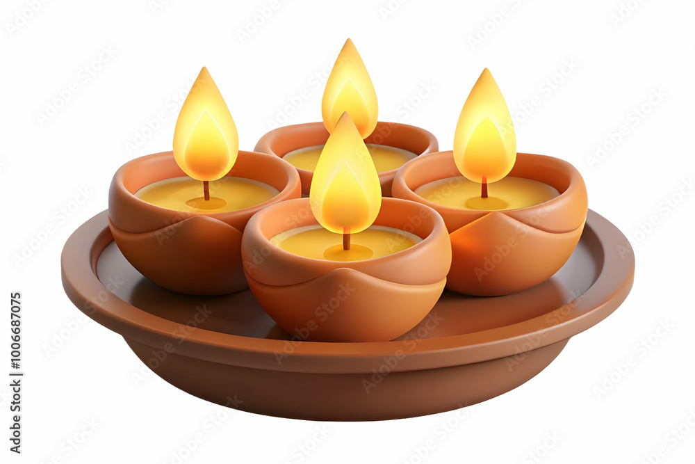 Flat Vector Illustration of Loy Krathong Festival with Floating Candles - Capturing the Warm Glow and Festive Atmosphere in a Simple Design