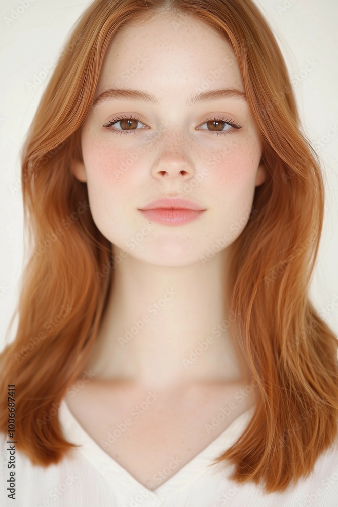 Natural Beauty Portrait of a Woman with Freckles and Soft Expression Natural Beauty Portrait of a Woman with Freckles and Soft Expression