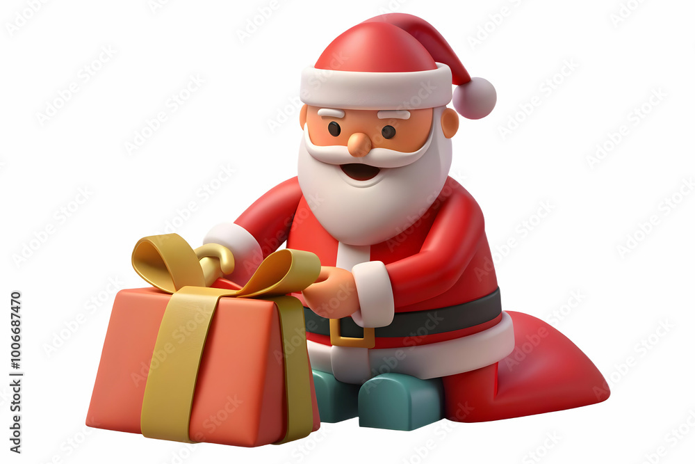 3D Santa's Reusable Gift Wrap Concept: Seamless Pattern of Santa Wrapping Gifts in Vibrant Colors - Playful Cartoon Elements & Space for Promotional Text 3D Santa's Reusable Gift Wrap Concept: Seamless Pattern of Santa Wrapping Gifts in Vibrant Colors - Playful Cartoon Elements & Space for Promotional Text