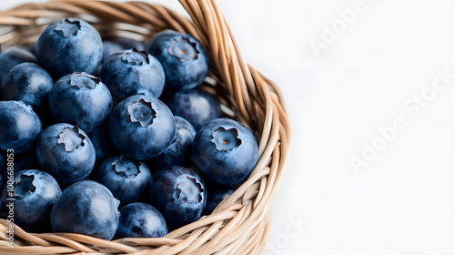 Freshly picked blueberries in a wicker basket brain-boosting food