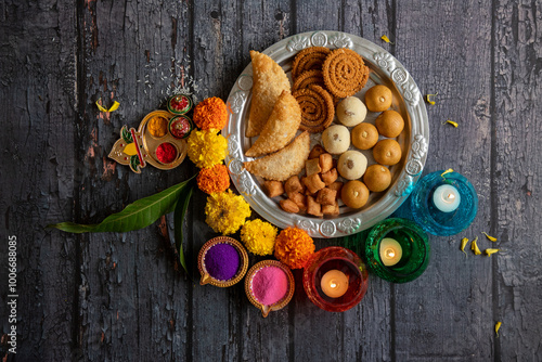 Diwali snacks/Diwali faral/Festival food items/Festival snacks from Maharashtra, India photo