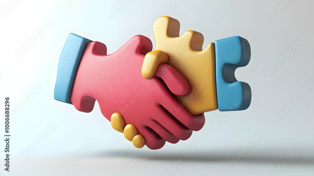 3D Puzzle Pieces with Handshake Icon - Business Compromise and Partnership Concept, Vector Illustration Isolated on White Background for Infographics and Presentations 3D Puzzle Pieces with Handshake Icon - Business Compromise and Partnership Concept, Vector Illustration Isolated on White Background for Infographics and Presentations