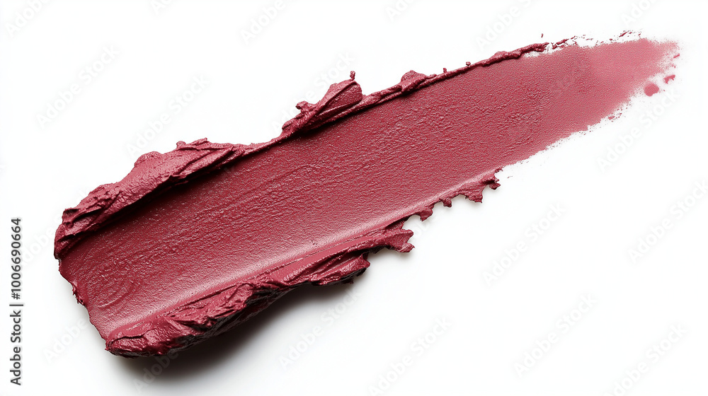 a single, elegant swatch of terracotta red lipstick on white background, with soft color gradients and subtle sheen to highlight the texture and glossiness of lip makeup a single, elegant swatch of terracotta red lipstick on white background, with soft color gradients and subtle sheen to highlight the texture and glossiness of lip makeup