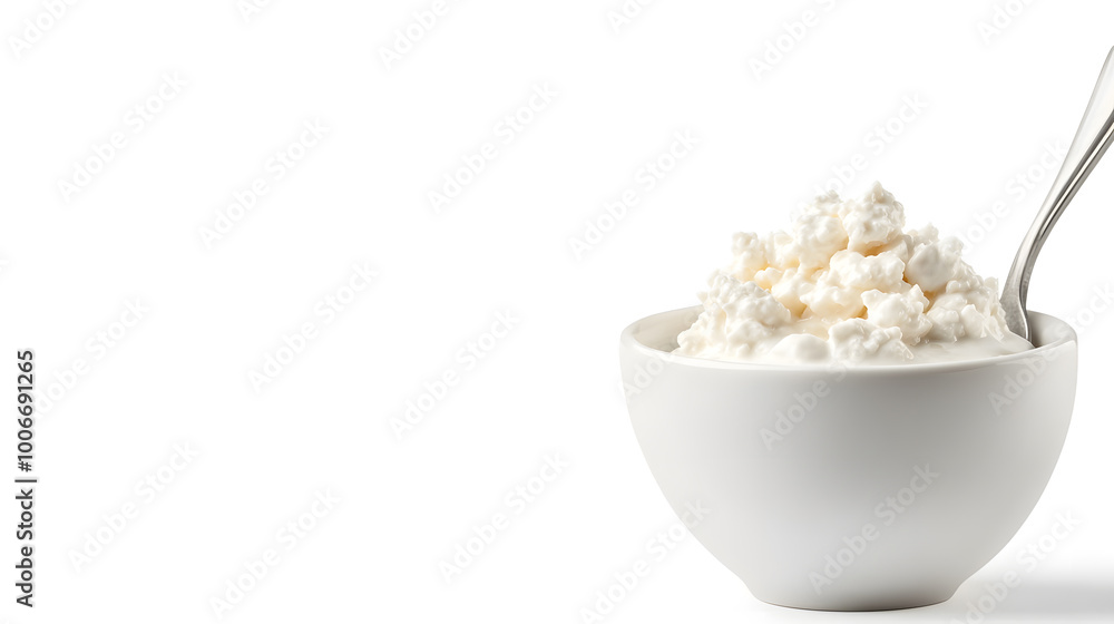 Kefir in a bowl with spoon breakfast element Kefir in a bowl with spoon breakfast element