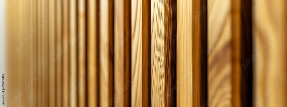 Obraz premium Wall made of wood. Wooden panels made from slats. Texture of vertical timber lines. Modern interior design from planks. Decorative surface for the construction of fences and facades. 