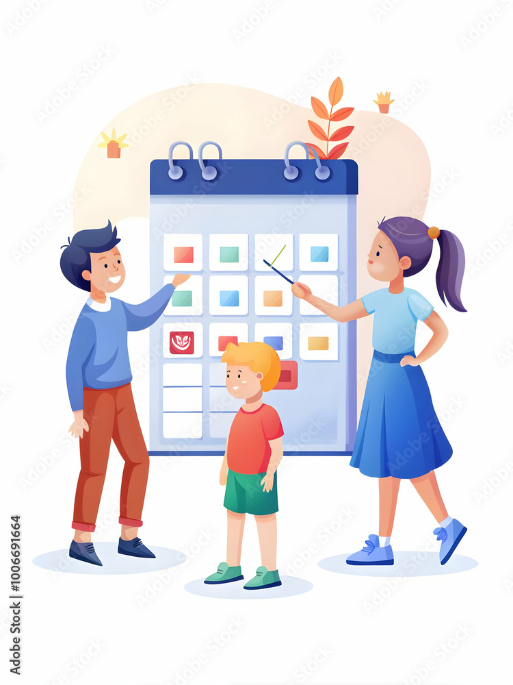 Dynamic Flat Candid Illustration of Kids Engaging with a Colorful 2025 Calendar, Highlighting Favorite Months and Activities, Celebrating Excitement and Creativity Dynamic Flat Candid Illustration of Kids Engaging with a Colorful 2025 Calendar, Highlighting Favorite Months and Activities, Celebrating Excitement and Creativity