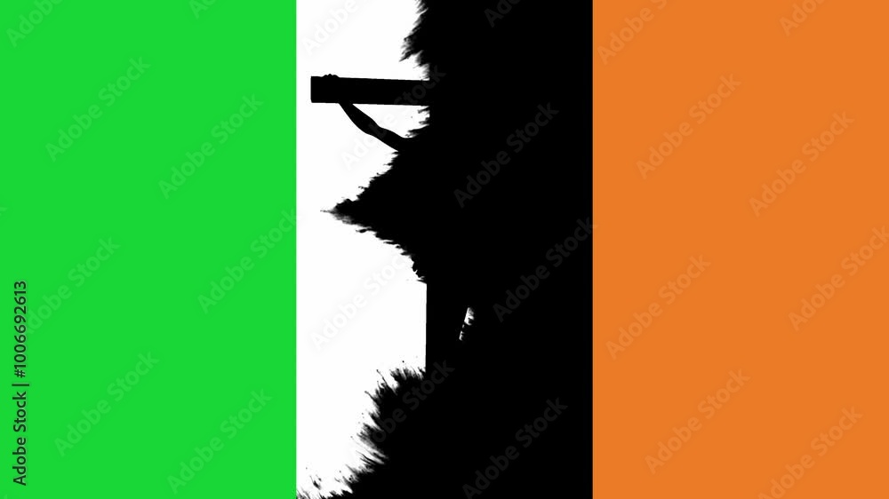 The Crucifixion of Jesus Christ Revealed on an Irish Flag The Crucifixion of Jesus Christ Revealed on an Irish Flag