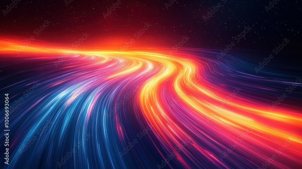 Obraz premium Abstract Background with Wavy, Glowing, Multicolored Lines