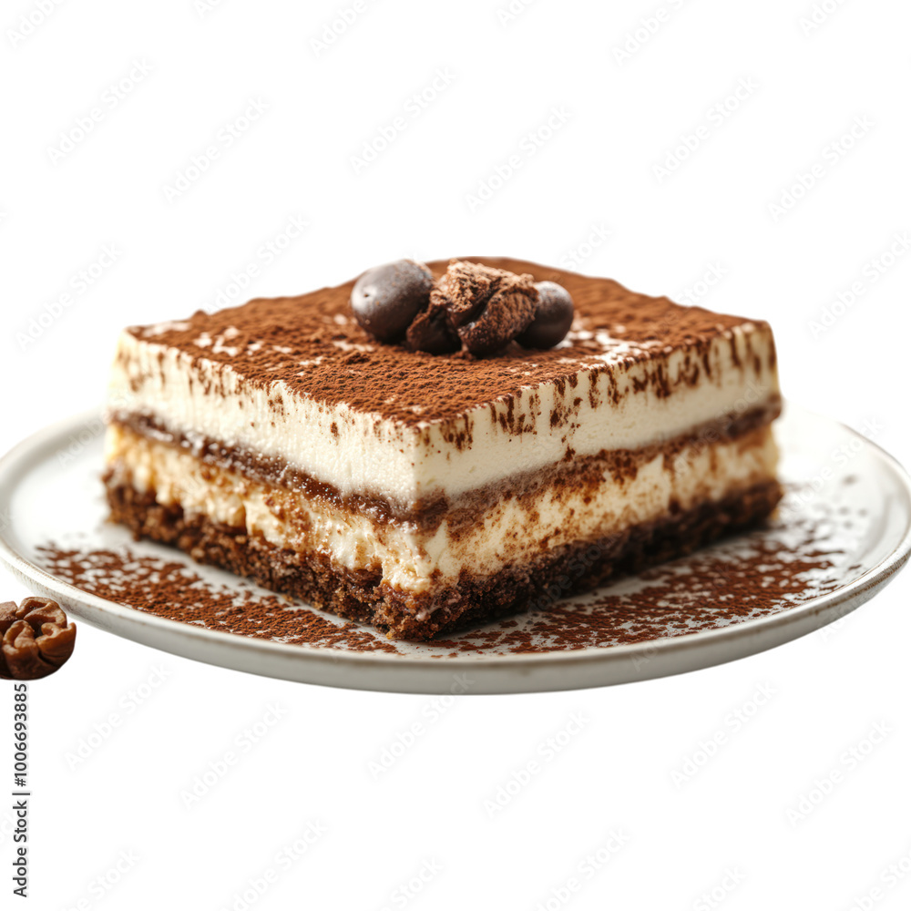 Delicious Tiramisu Dessert Isolated on a Transparent Background Delicious Tiramisu Dessert Isolated on a Transparent Background