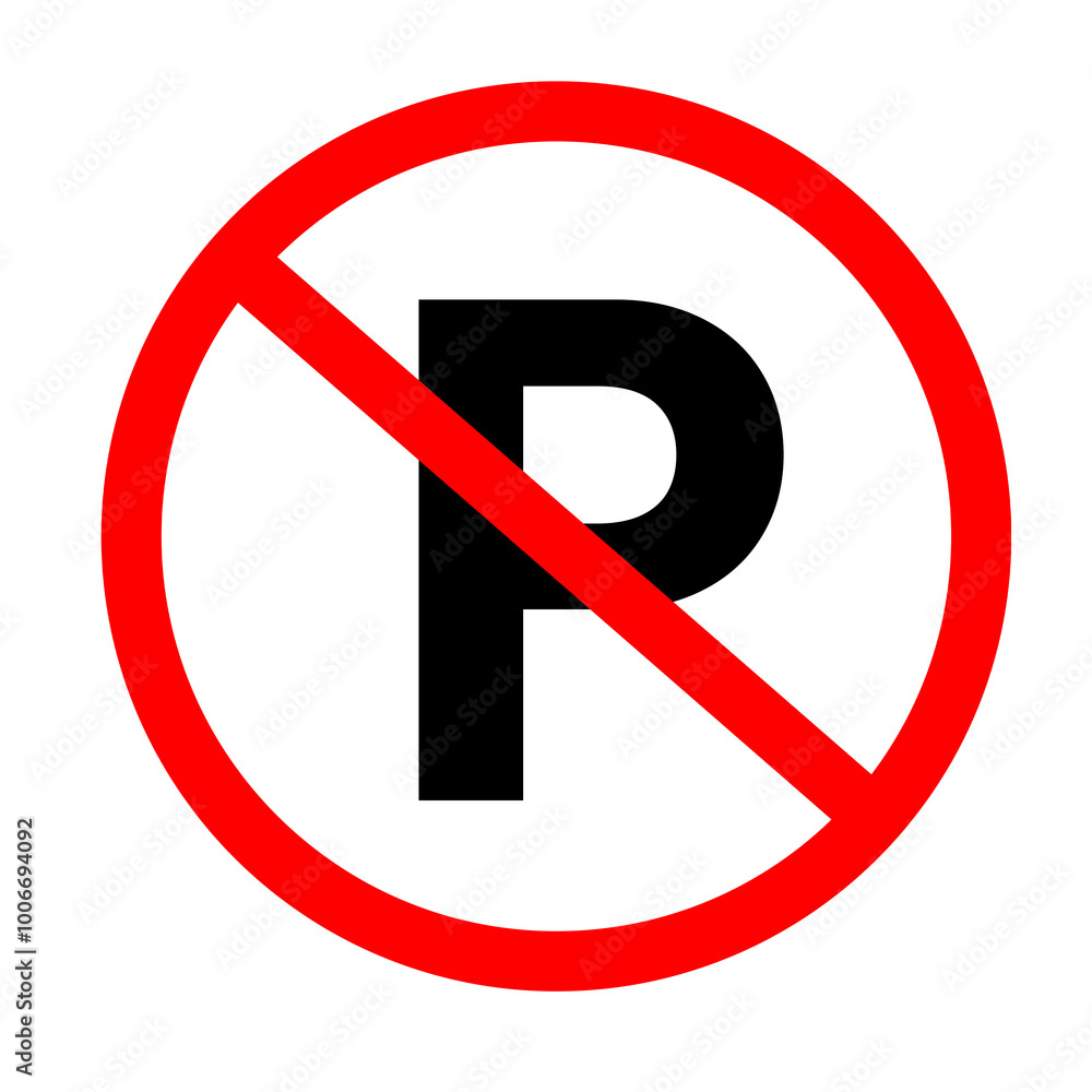No parking sign on a blank background. Ideal for traffic regulation, road safety, or urban planning. No parking sign on a blank background. Ideal for traffic regulation, road safety, or urban planning.