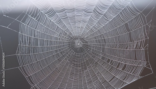 A minimalist spider web design featuring intricate geometric lines against a soft background. Generative AI