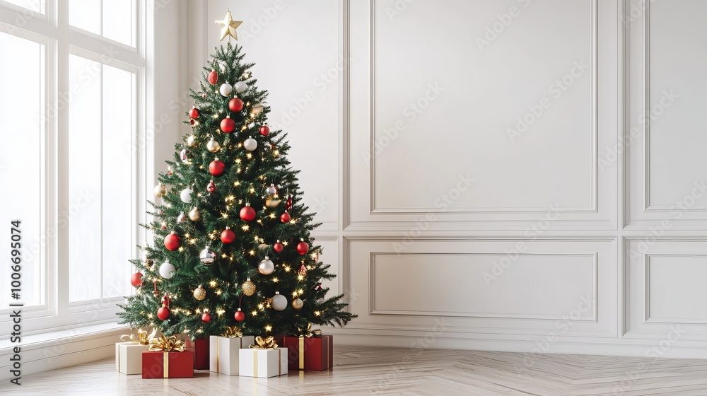 Elegant Christmas Tree with Stunning Ornaments and Twinkling Lights Elegant Christmas Tree with Stunning Ornaments and Twinkling Lights