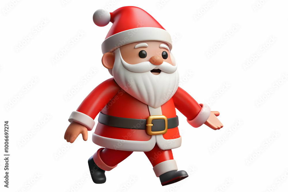 3D Santa Claus Leading a Festive Christmas Parade Vector Illustration on White Background - Ideal for Infographics and Holiday Designs 3D Santa Claus Leading a Festive Christmas Parade Vector Illustration on White Background - Ideal for Infographics and Holiday Designs