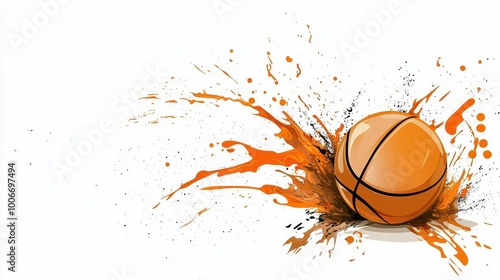 a basketball threepoint shot clipart, scoring moment, dynamic vector, isolated on white background