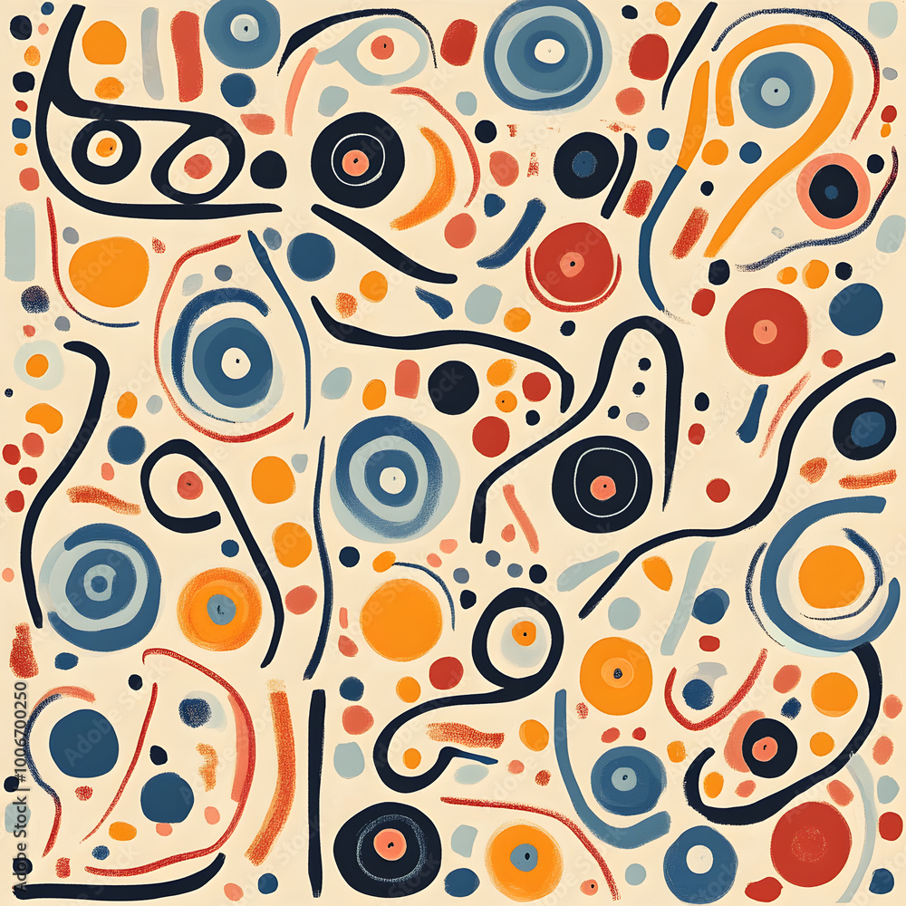 Fototapeta premium carpet or tile pattern 2D illustrator doodle wallpaper